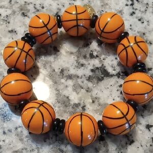 Orange Basketball Bead Vintage Inspired Bracelet